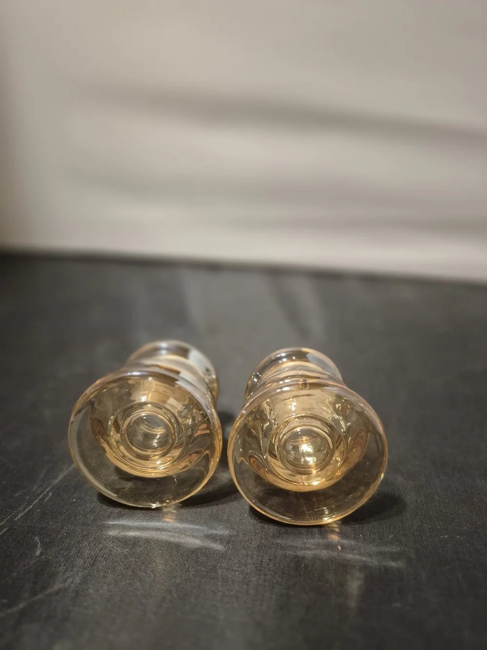 Amber Glass Candle Holders -set Of 2 NWOT's